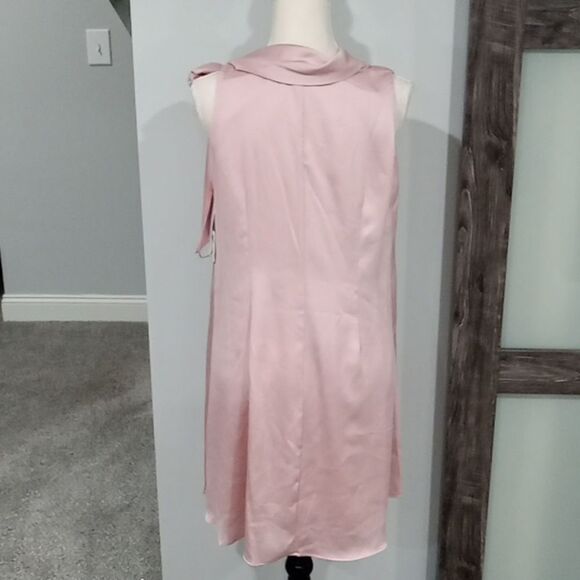 Signature By Robbie Bee Blush Hammered Satin Shift With Tie Detail Size 12P NWT - Picture 5 of 5